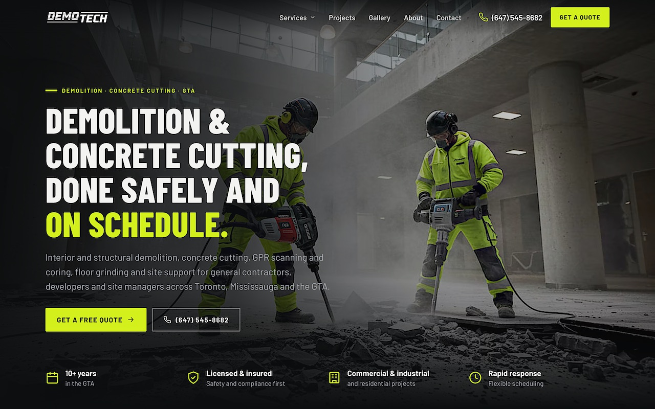 The redesigned Demo-Tech Ltd. website