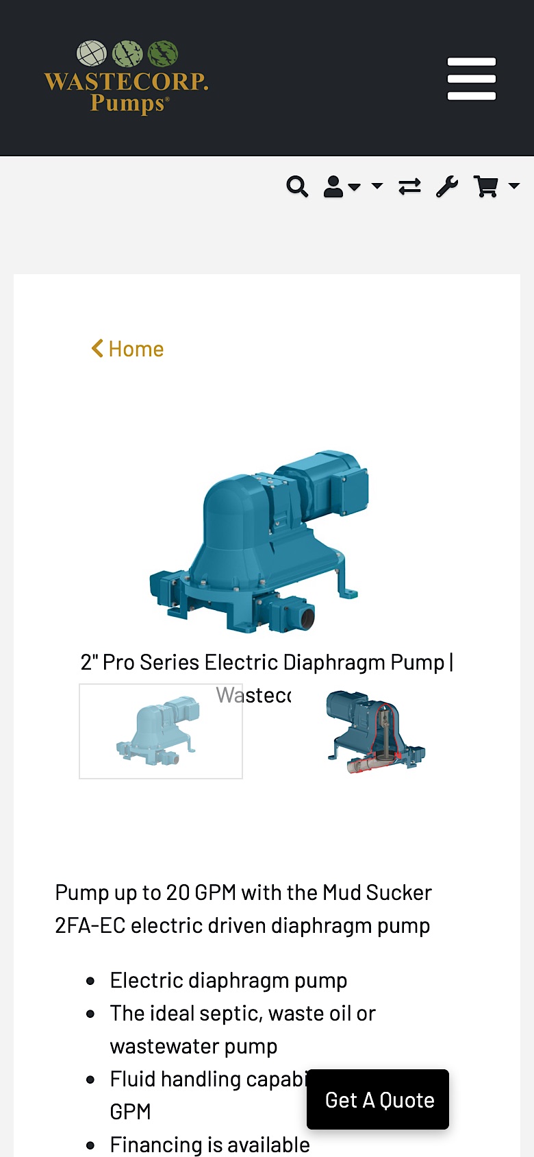 Product page on a phone, before